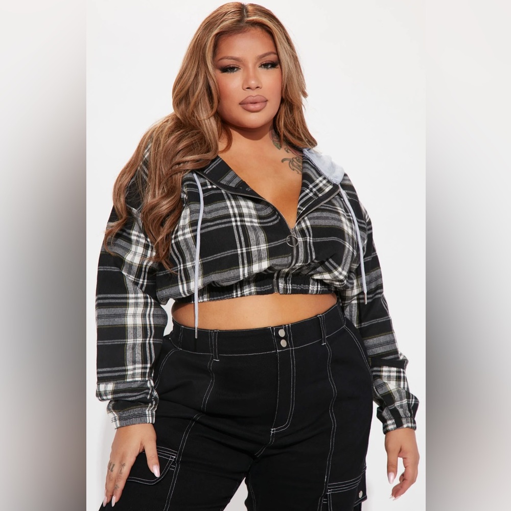 Plaid Crop Hoodie